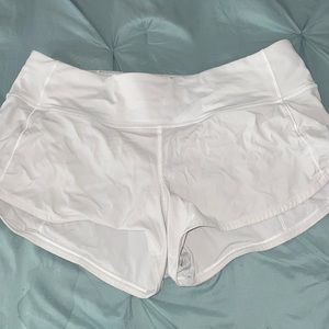 White lululemon speed up shorts
